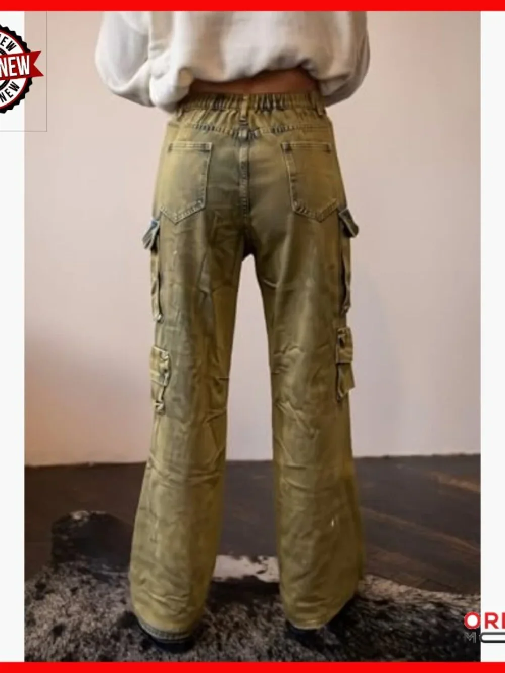 Straight Leg Baggy Jeans Distressed Cargo Joggers with Pockets